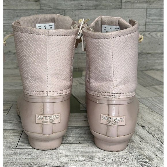 Sperry Girls Saltwater Duck Boots, Blush, Big Kids 3M Pink Side Zipper Rubber‎ - Picture 3 of 8